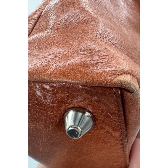 Vintage Hobo Womens Tawny Brown Leather Shoulder Bag Minimalist Boho Retro Indie - Picture 10 of 16